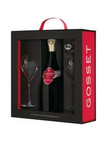 Champagne Gosset - Coffret Grande Réserve 2 Flûtes et un bouchon 0.75L