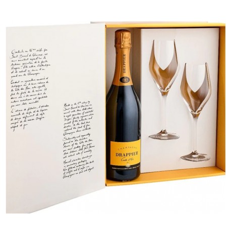 Champagne Drappier - Coffret Carte d'Or avec 2 Flûtes 0.75L